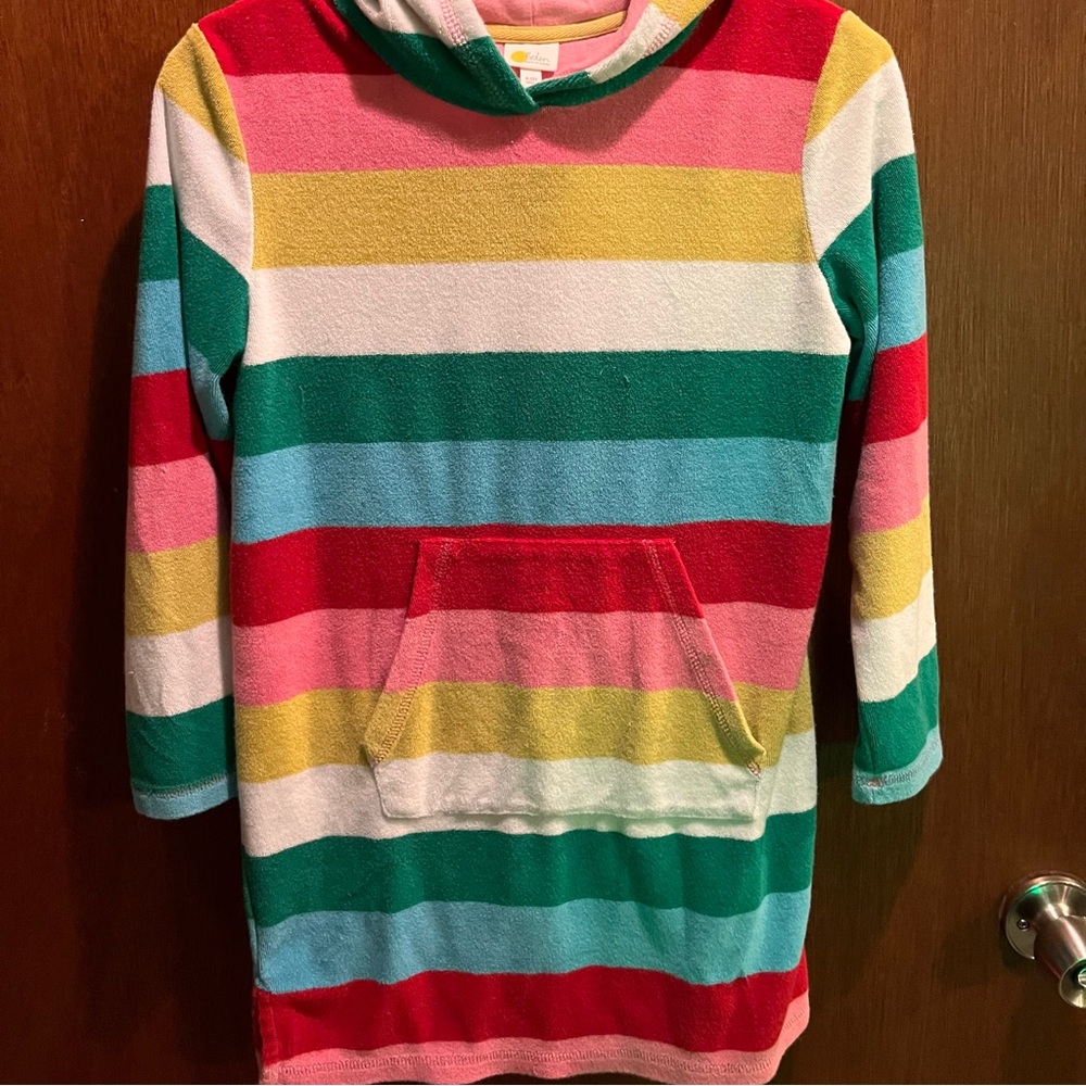 Mini Boden Terrycloth Striped Hooded Swim Coverup